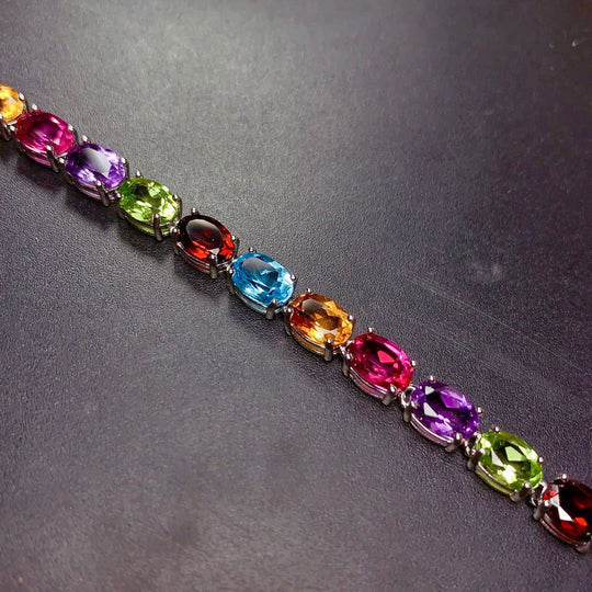 Pulsera de Circonitas de Colores de Plata
