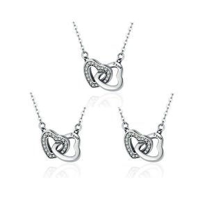 Collar Corazones Conectados de Plata