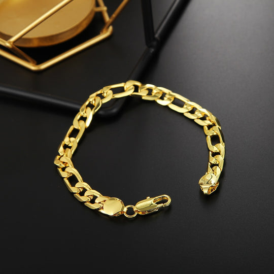Pulsera de Eslabones Masculina Chapada en Oro de 18K